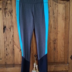 Gray and Blue Colorblock Leggings
